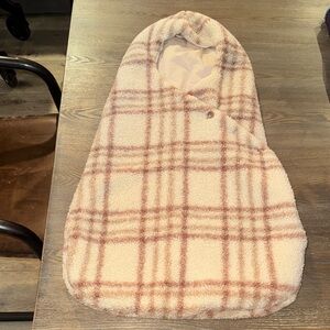 Zara kids Cozy Sherpa Plaid Baby Swaddle Sack - Cream & Blush NWT